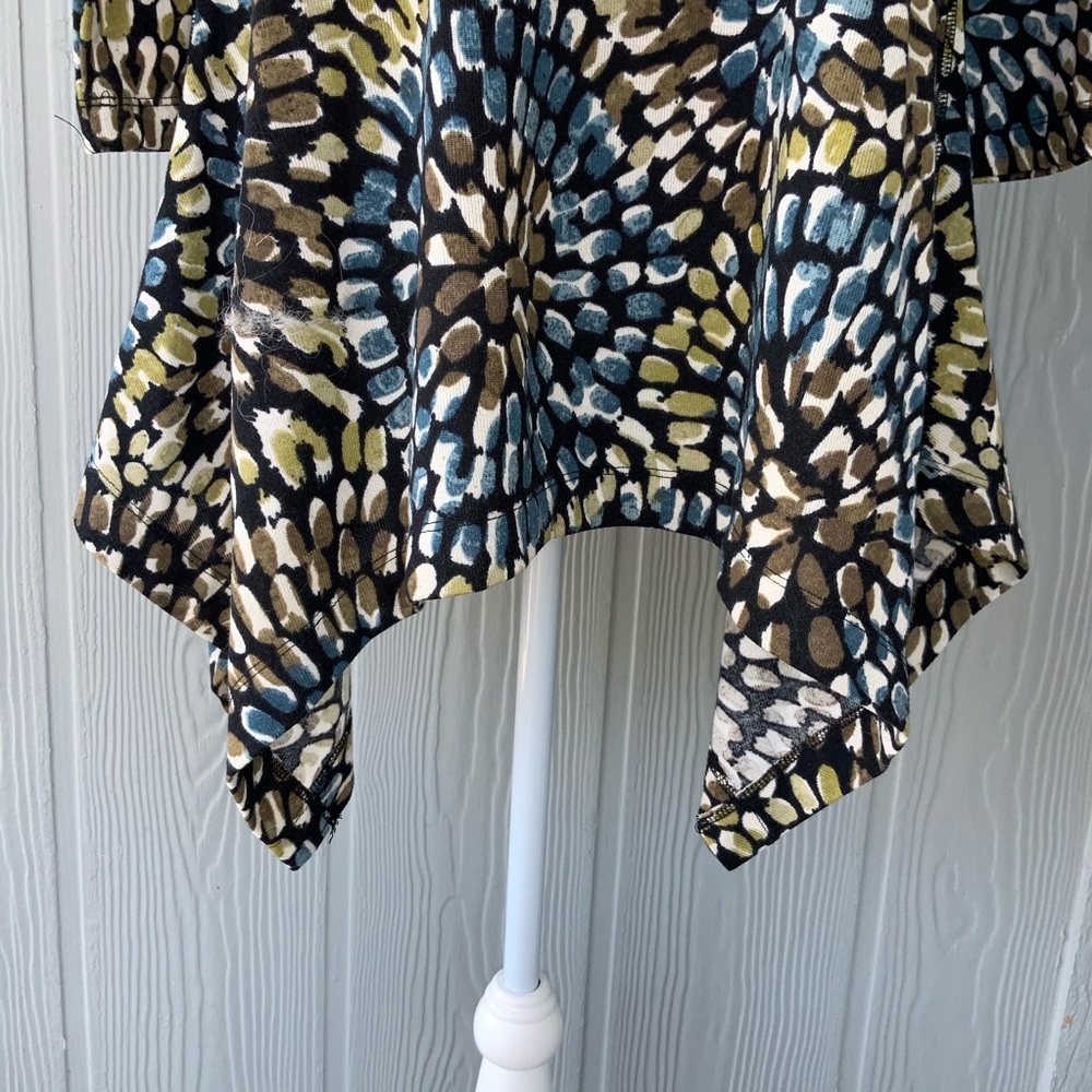 ❌📂PREMISE TUNIC TOP Abstract Floral  3/4 Slv L - Picture 3 of 6